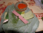 Masová pochoutka zabalená do palmového listí - Vietnam 2